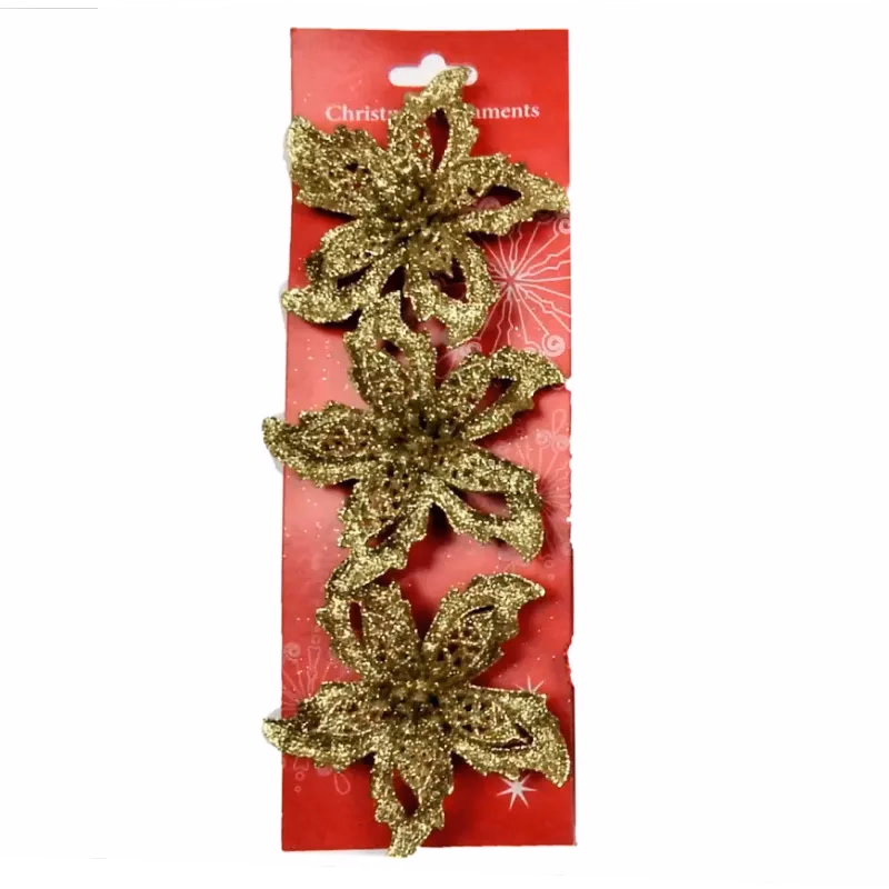 Vianočná ruža 9 cm 3 ks mix 41804