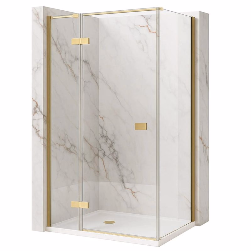 REA/S - Sprchovací kút Atlas 80x90 Brush Gold vľavo KPL-K4472