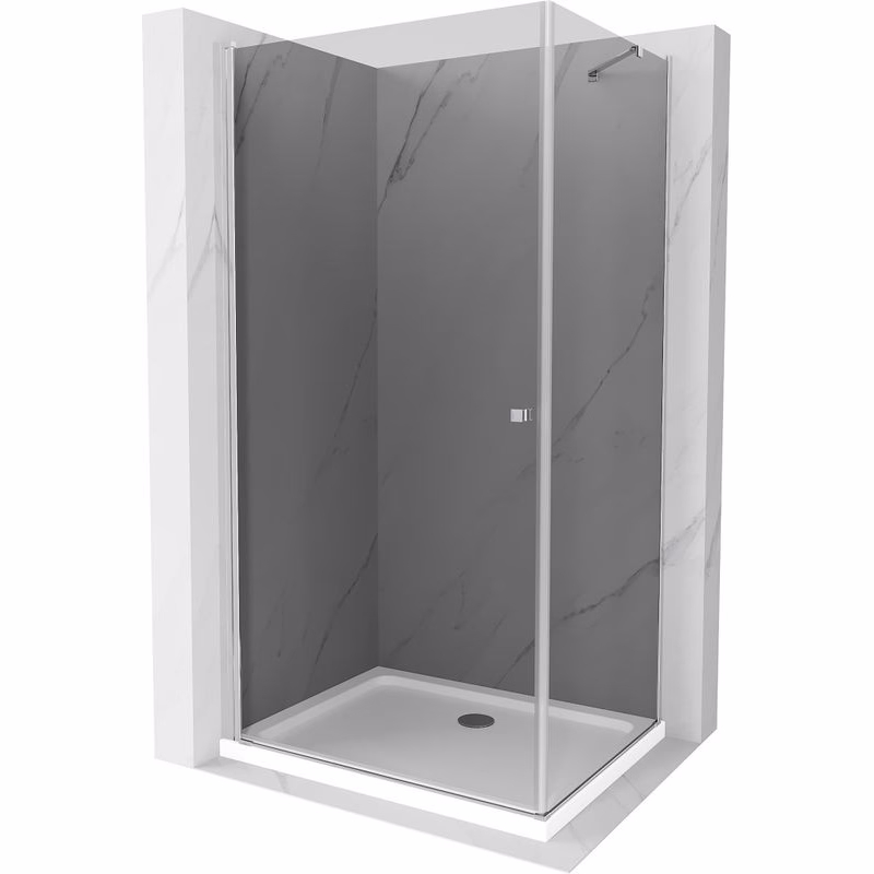 MEXEN/S - Pretória sprchovací kút 90x80, grafit, chróm + sprchová vanička vrátane sifónu 852-090-080-01-40-4010