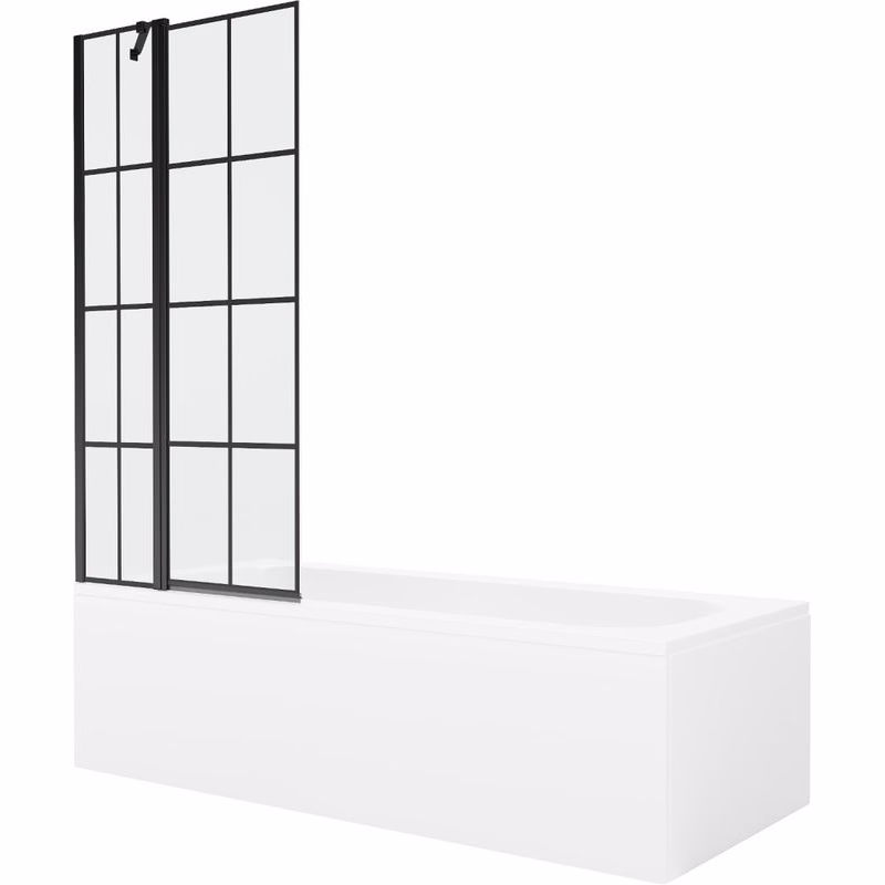 MEXEN/S - Vega obdĺžniková vaňa 160 x 70 cm s panelom + vaňová zástena 80, čierna vzor 550116070X9408117077