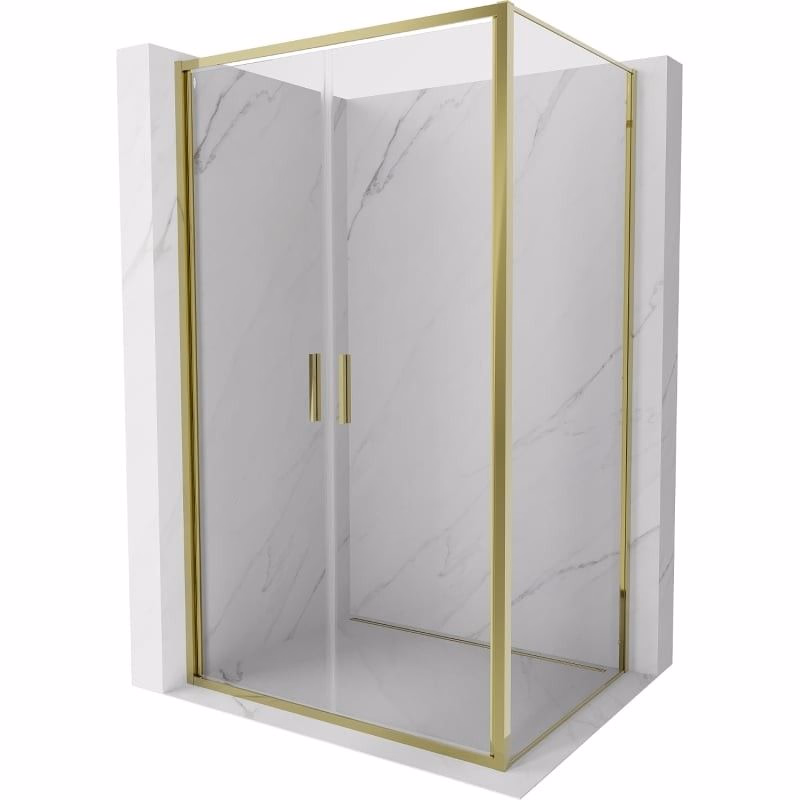 MEXEN/S - Exo sprchovací kút dvere krídlové 80 x 75, transparent, zlato 814-080-075-50-00