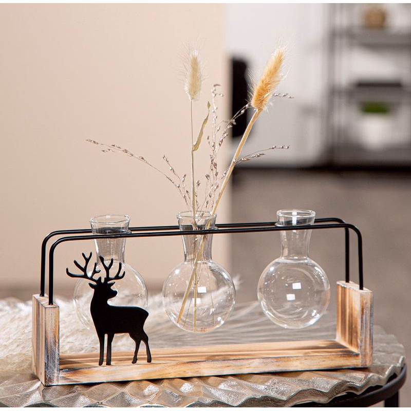 Sklenená váza s jeleňom "Black Deer"