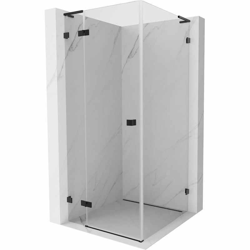 MEXEN/S - Lunar L sprchový kút dvere krídlové ľavá 80 x 80, transparent, čierna 834L-080-080-70-00-L