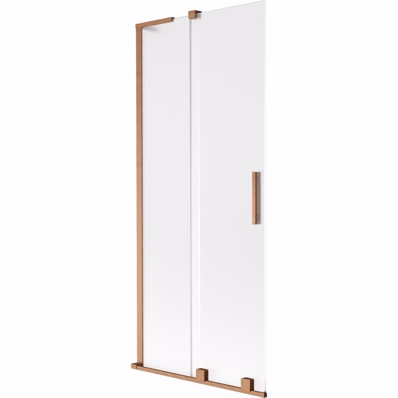 MEXEN/S - Velar L dvojkrídlová posuvná vaňová zástena 80 x 150, dekor, meď kartáčovaná 896-080-003-31-65