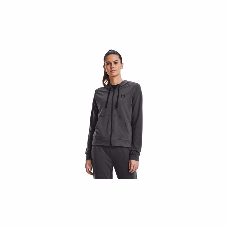 Dámska mikina so zipsom UNDER ARMOUR Rival Terry FZ Hoodie-GRY