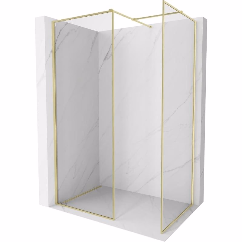MEXEN/S - Kyoto-F Sprchová zástena WALK-IN s rámom 160 x 115, transparent 8 mm, zlato kefovaná 800-160-202-04-55-115