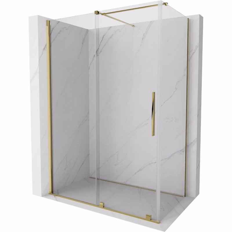 MEXEN/S - Velár sprchovací kút 140 x 85, transparent, zlatá 871-140-085-01-50