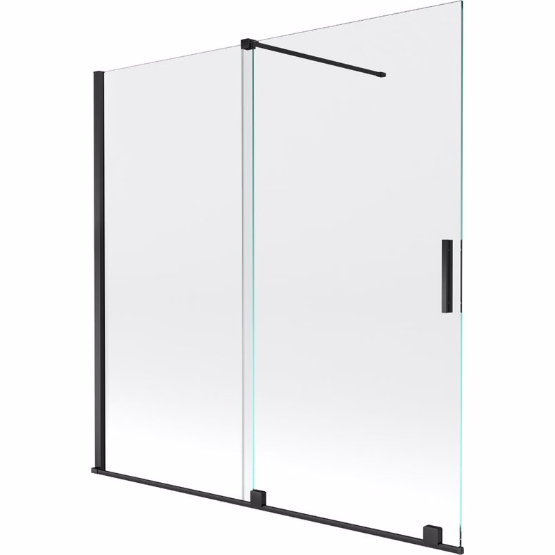 MEXEN/S - Velar Dvojkrídlová posuvná vaňová zástena 160 x 150, transparent, čierna 896-160-000-01-70