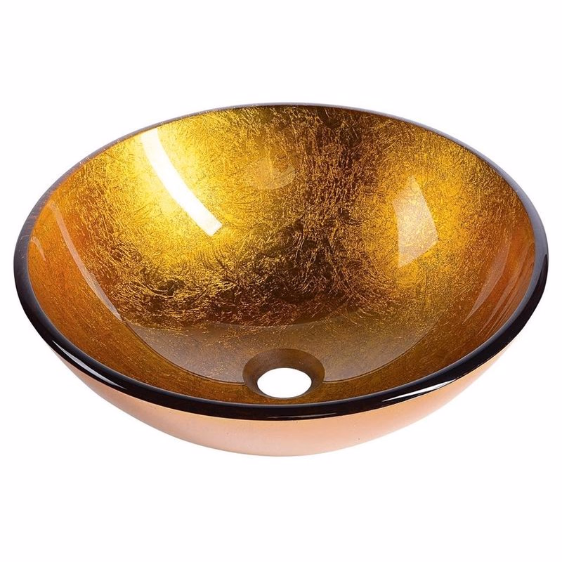 SAPHO - AGO sklenené umývadlo na dosku priemer 42cm, zlato oranžová 2501-19