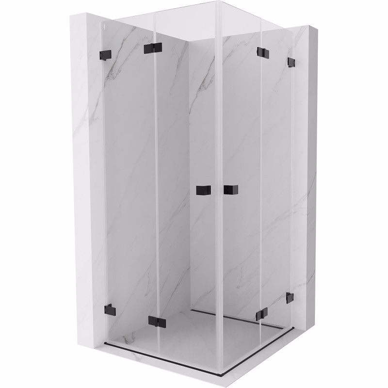 MEXEN/S - Lunar-F Duo sprchovací kút skladacie dvere 80 x 80, transparent, čierna 836-080L-080P-70-00
