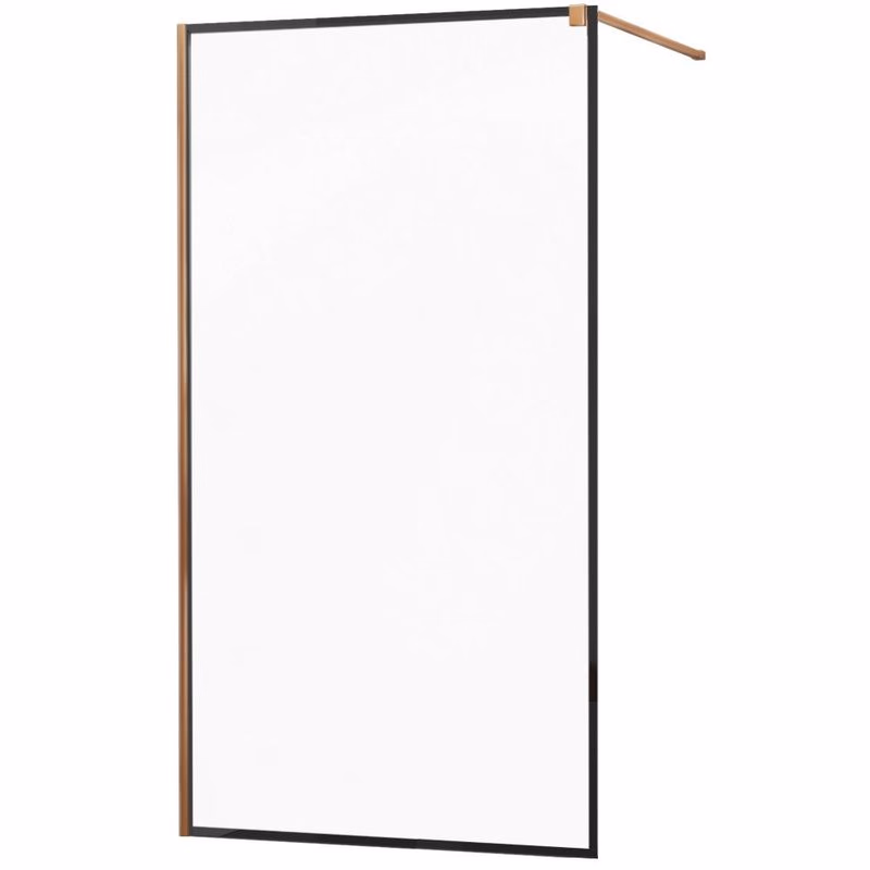 MEXEN/S - KIOTO Sprchová zástena WALK-IN 60x200 cm 8 mm, ružové zlato, čierny profil 800-060-101-60-70