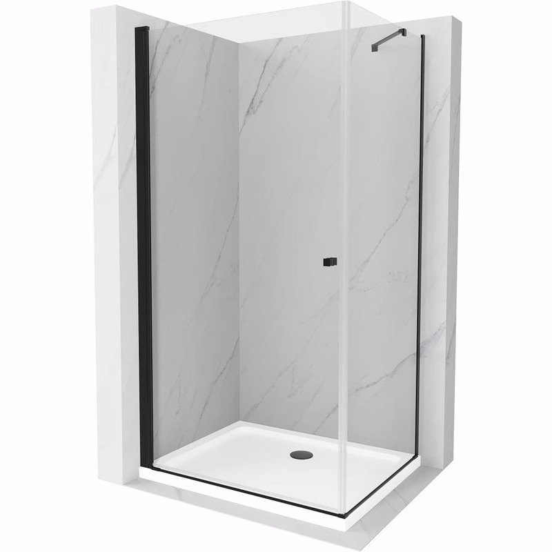 MEXEN/S - Pretória sprchovací kút 70x80, transparent, čierna + sprchová vanička vrátane sifónu 852-070-080-70-00-4010B
