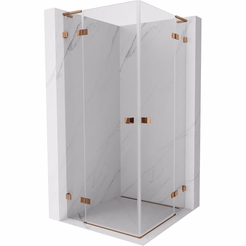 MEXEN/S - Lunar L Duo sprchovací kút dvere krídlové 120 x 120, transparent, ružové zlato 834L-120L-120P-60-00