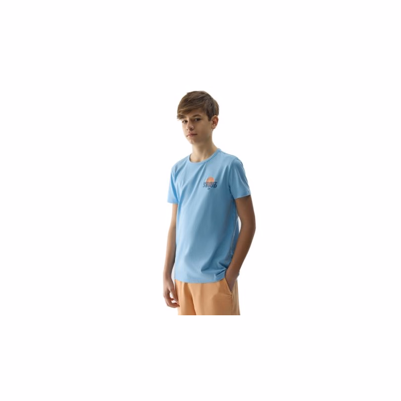 Chlapčenské tričko s krátkym rukávom 4F JUNIOR TSHIRT-4FJWSS24TTSHM1136-34S-LIGHT BLUE