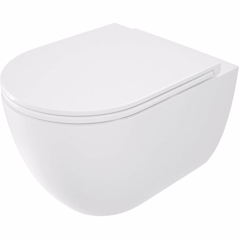 DEANTE - Okrúhla biela WC misa, so sedadlom, bez okraja CGRD6ZPW