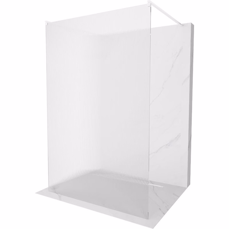 MEXEN/S - Kioto Sprchová zástena WALK-IN voľne stojaca 120 x 200, prúžky 8 mm, biela 800-120-002-20-09