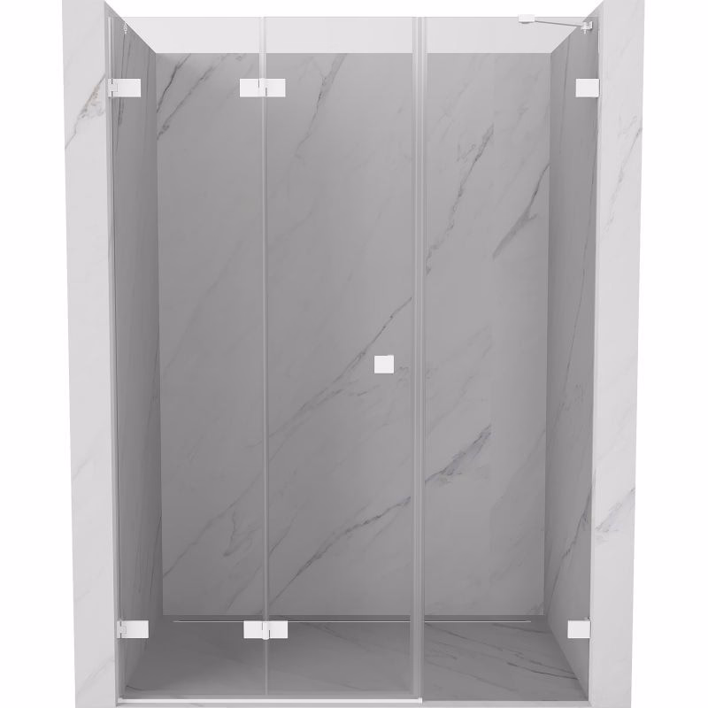 MEXEN/S - Lunar-F skladacie sprchové dvere ľavé 130, transparent, biela 836S-130-050-20-00-L