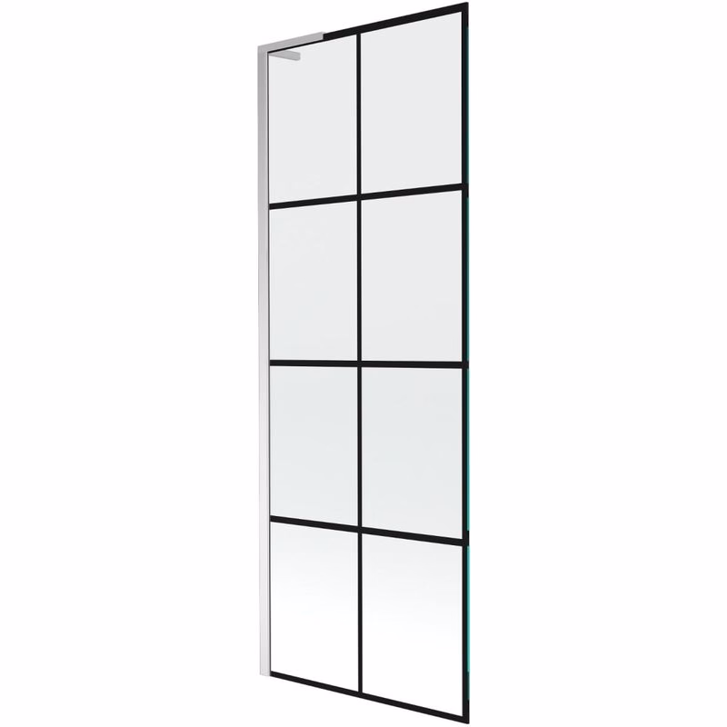MEXEN/S - Next L vaňová zástena FIX 70 x 150, čierna vzor, chróm 895-070-000-03-77-01