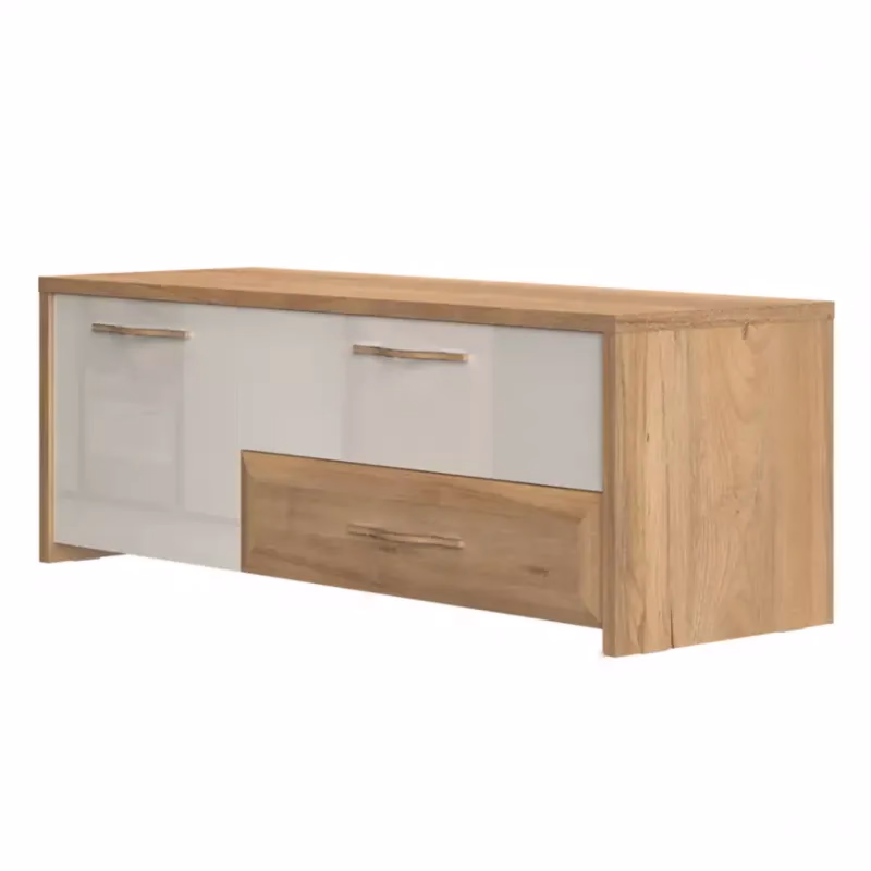 TV stolík Gala TV135-1K2F/GL lakované pacific walnut/beige