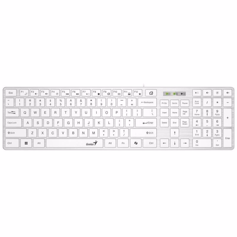 Genius Slimstar 126 Klávesnica, drôtová, CZ+SK layout, Copilot kláves, USB, tenká, biela