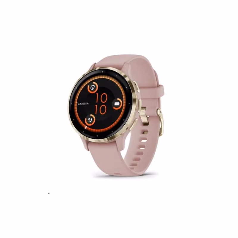 Garmin Venu® 3S, Nerezová luneta Soft Gold, puzdro Dust Rose, silikónový remienok