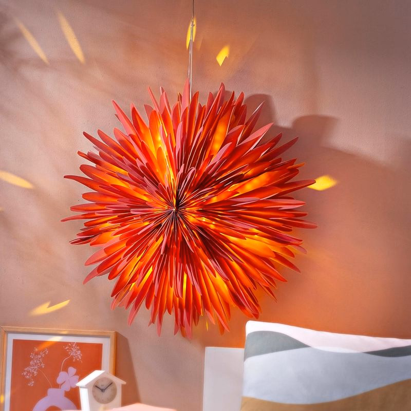 LED kvetinová dekorácia Dahlia, červená, 60 cm