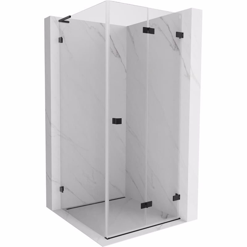 MEXEN/S - Lunar-F L sprchovací kút skladacie dvere pravá 80 x 80, transparent, čierna 836L-080-080-70-00-P