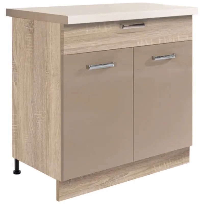 Kuchynská skrinka Premio 6D sonoma/cappuccino lesk