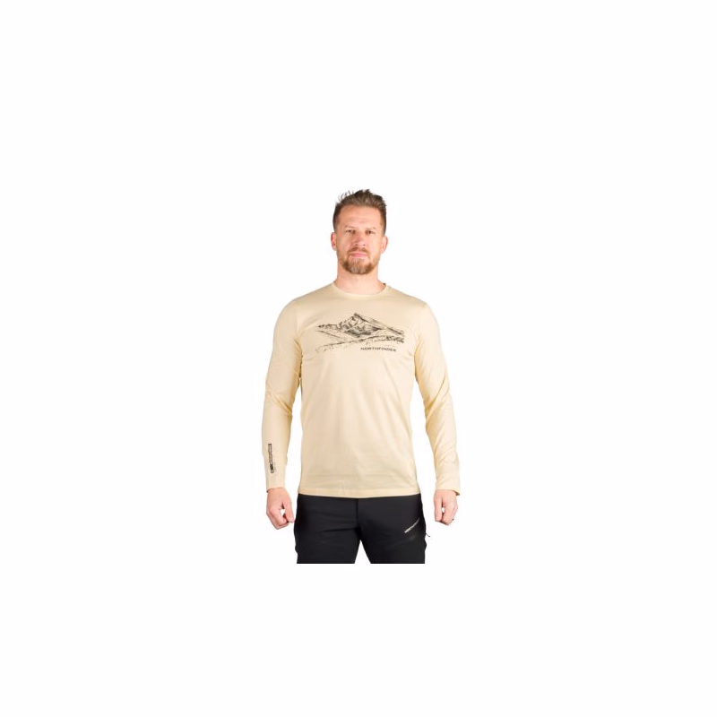 Pánske turistické tričko s dlhým rukávom NORTHFINDER DACSO-529creamwhite