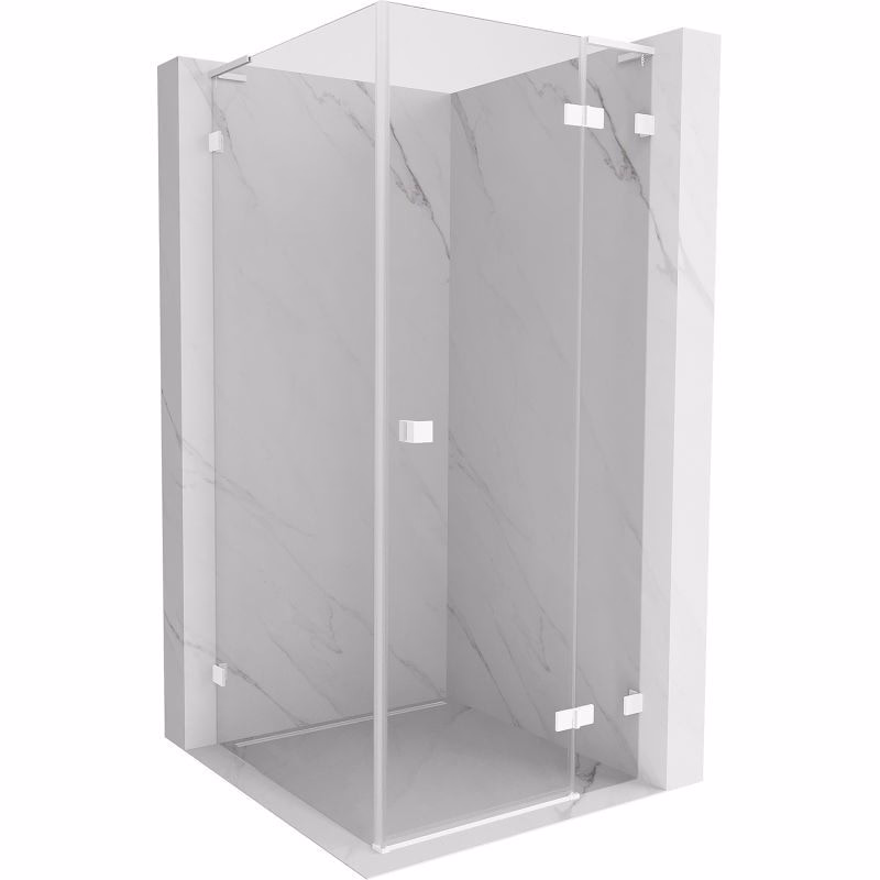 MEXEN/S - Lunar L sprchový kút dvere krídlové pravá 90 x 90, transparent, biela 834L-090-090-20-00-P