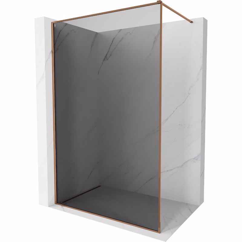MEXEN/S - Kyoto-XF Sprchová zástena WALK-IN s rámom 80 x 202, grafit 10 mm, ružové zlato 800-080-104-60-40-X