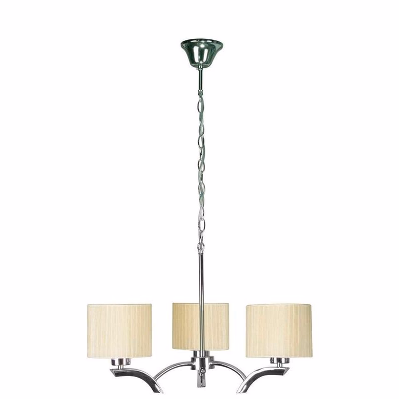 Závesná lampa chróm + krémové tienidlo 3x60W luster Draga