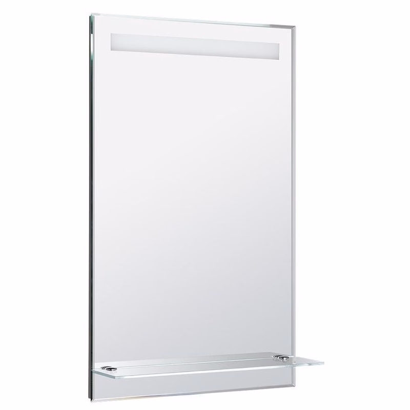 AQUALINE - Zrkadlo s LED osvetlením a policou 50x80cm, gombíkový vypínač ATH52