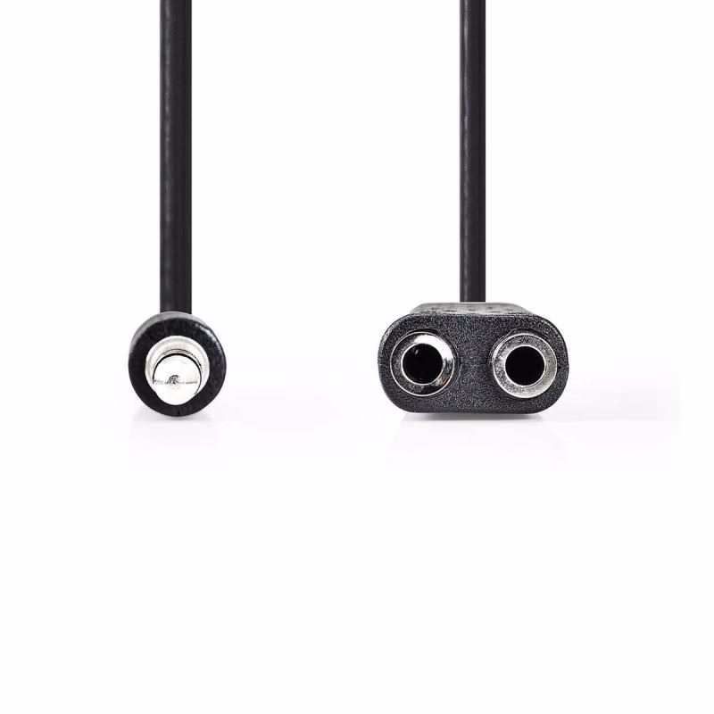 Nedis CAGB22100BK02 - Stereofónny Audio Kábel | 3,5mm Zástrčka - 2× 3,5mm Zásuvka | 0,2 m | Čierna farba