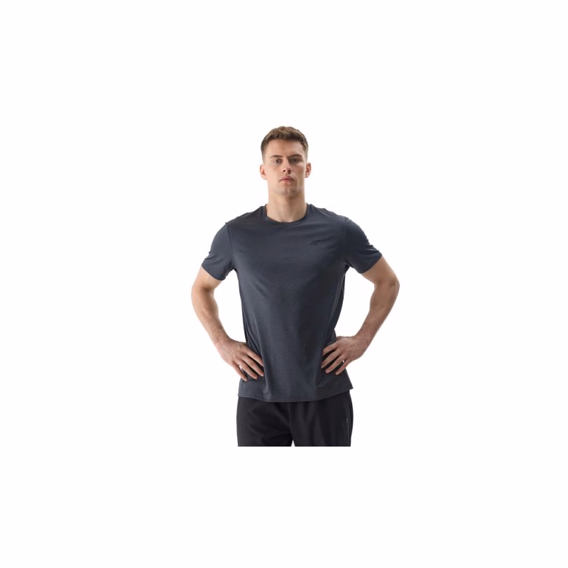 Pánske tréningové tričko s krátkym rukávom 4F TSHIRT FNK-WSS24TFTSM599-20M-DEEP BLACK MELANGE
