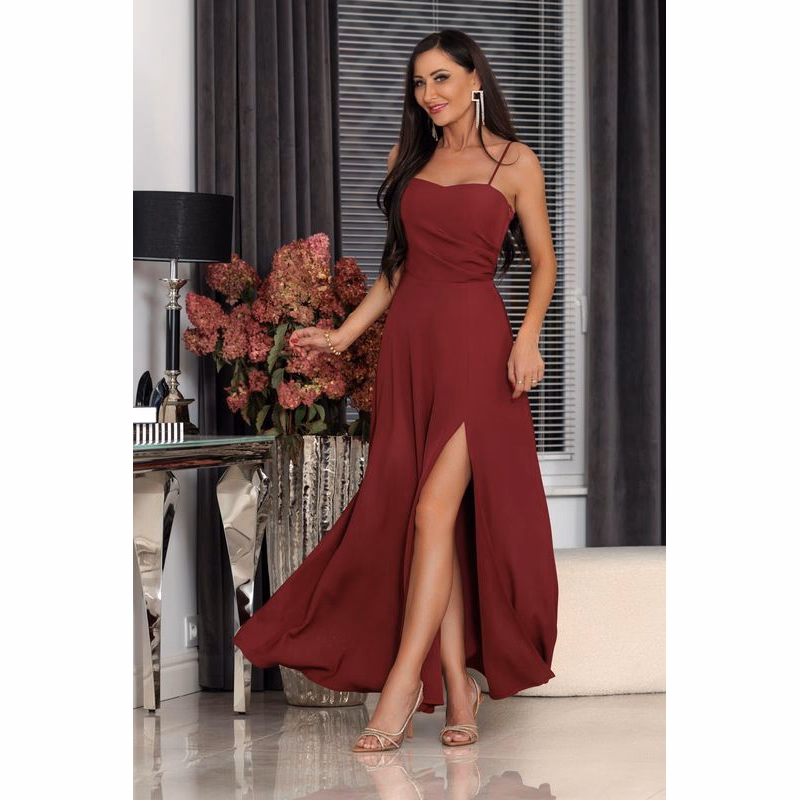 Elizabeth Collection Bordové spoločenské šaty na ramienka Veľkosť: XS