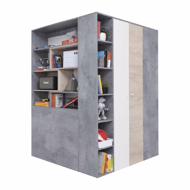 Meblar Šatníková skriňa SIGMA SI1 L/P Farba: beton/biela/dub