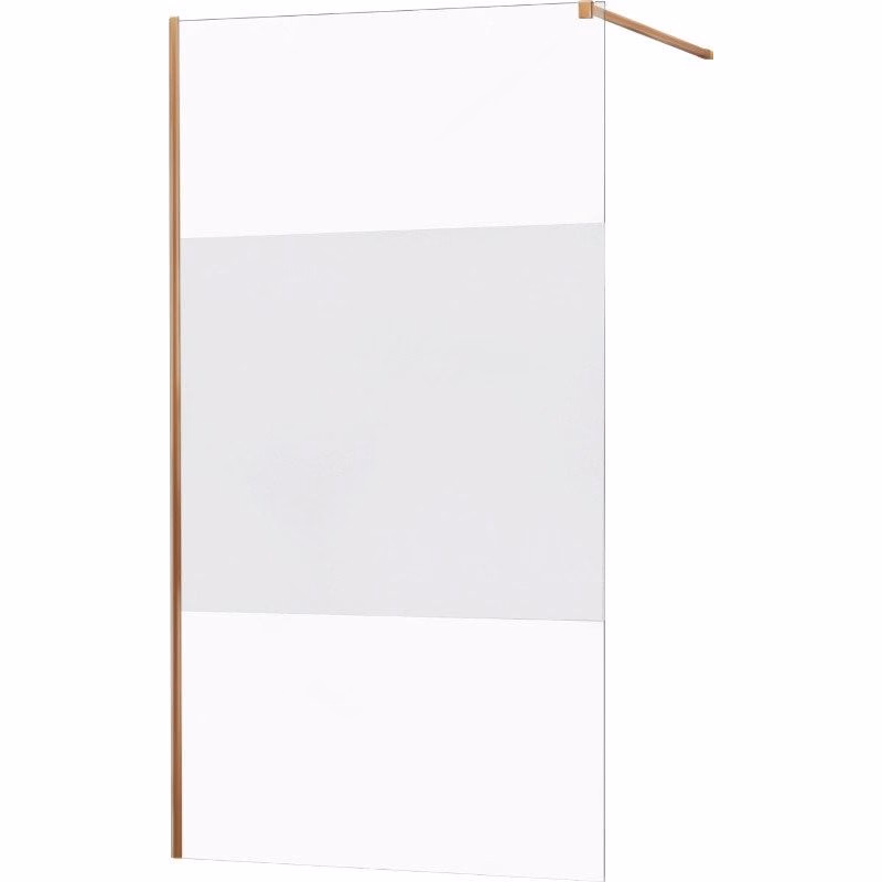 MEXEN/S - KIOTO Sprchová zástena WALK-IN 120x200 cm 8 mm, růžové zlato, Transparent / matné sklo 800-120-101-60-35