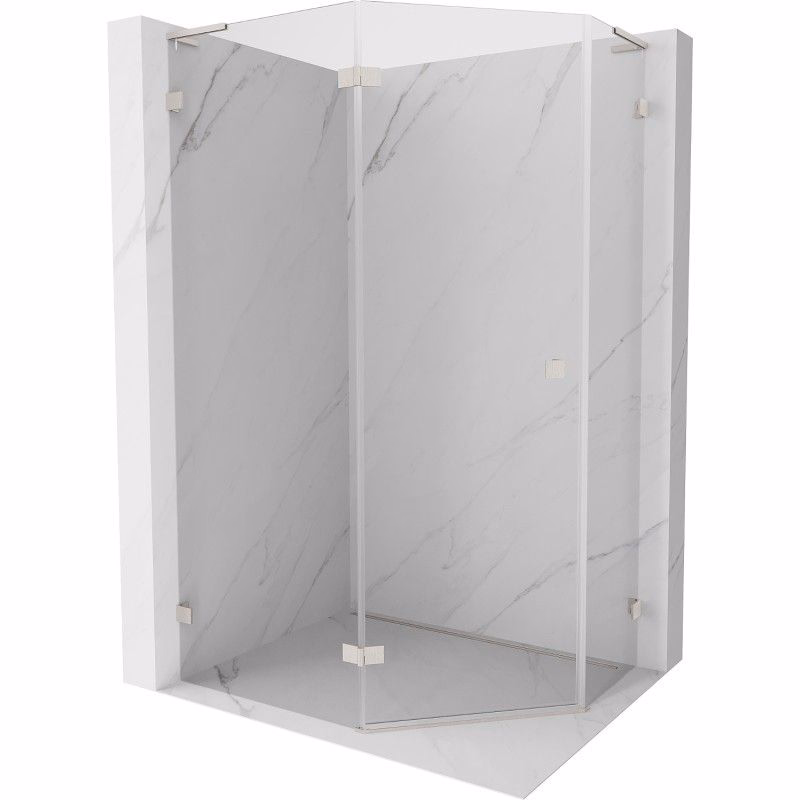 MEXEN/S - Lunar L sprchový kút päťboký krídlový ľavá 90 x 80, transparent, nikel kartáčovaný 831L-090L-080P-97-00-L