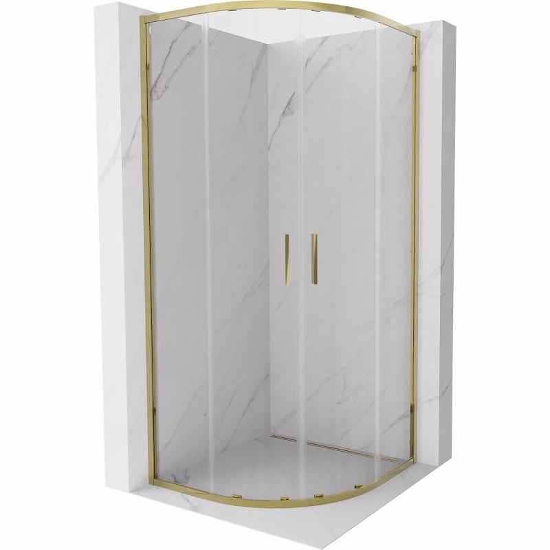 MEXEN - Exo štvrťkruhový posuvný sprchovací kút 90 x 90, transparent, zlato 8132-090-090-50-00