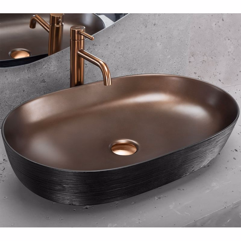 REA - Keramické umývadlo na dosku CLEO 61 Copper Bush / Black REA-U6383