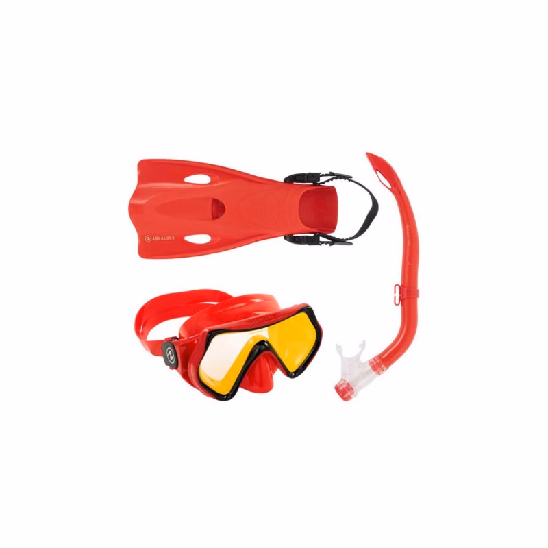 Juniorský potápačský šnorchlovací set AQUALUNG HERO SET Junior-RED MIRROR
