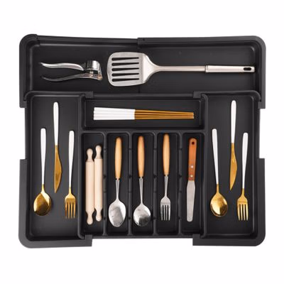 MG FlexiSpace nastaviteľný príborník do zásuvky 33–56 cm, čierny