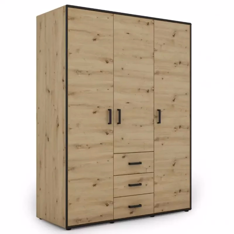 Skriňa Capannoli 3s 3d dub artisan/čierna
