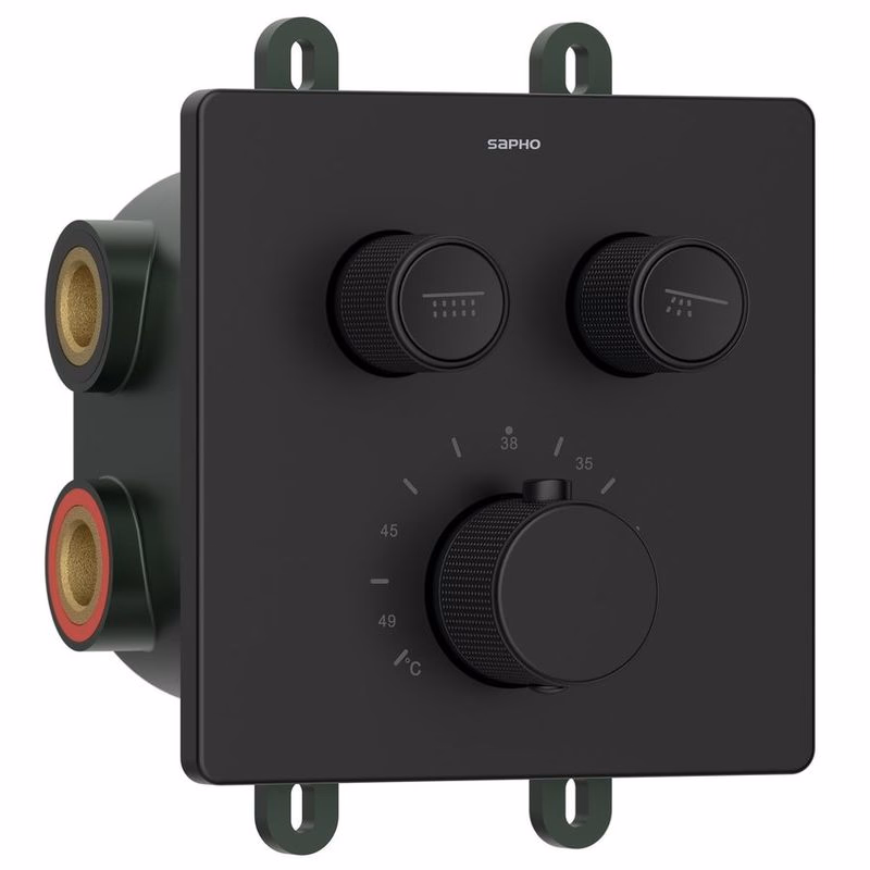 SAPHO - SMART SELECT podomietková termostatická sprchová batéria, box, 2 výstupy, čierna mat RP042B