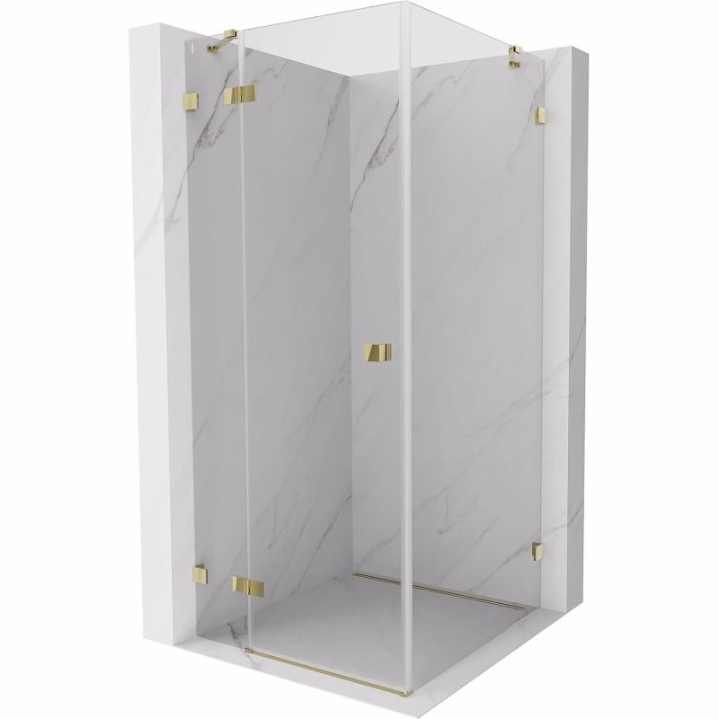 MEXEN/S - Lunar sprchovací kút dvere krídlové ľavá 90 x 90, transparent, zlato 834-090-090-50-00-L