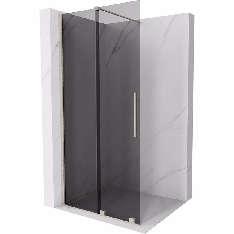 MEXEN/S - Velar Sprchová zástena posuvná Walk-in 120 x 200, grafit 8 mm, nikel kartáčovaná 871-120-000-43-97