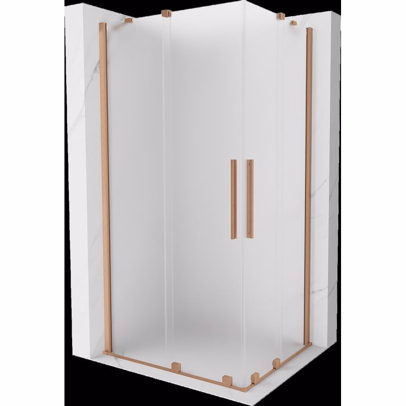 MEXEN/S - Velar Duo sprchovací kút, posuvné dvere 100 x 90, dekor, meď kartáčovaná 871-100-090-32-65