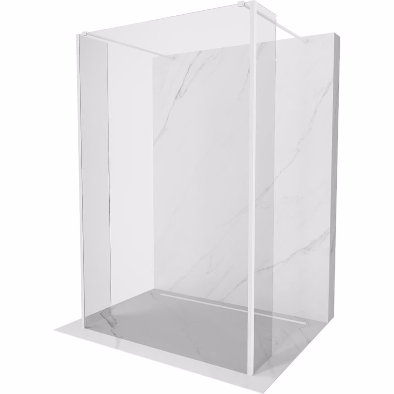 MEXEN/S - Kioto Sprchová zástena WALK-IN voľne stojaca 125 x 30 x 30, transparent, biela 800-125-030-222-20-00-030