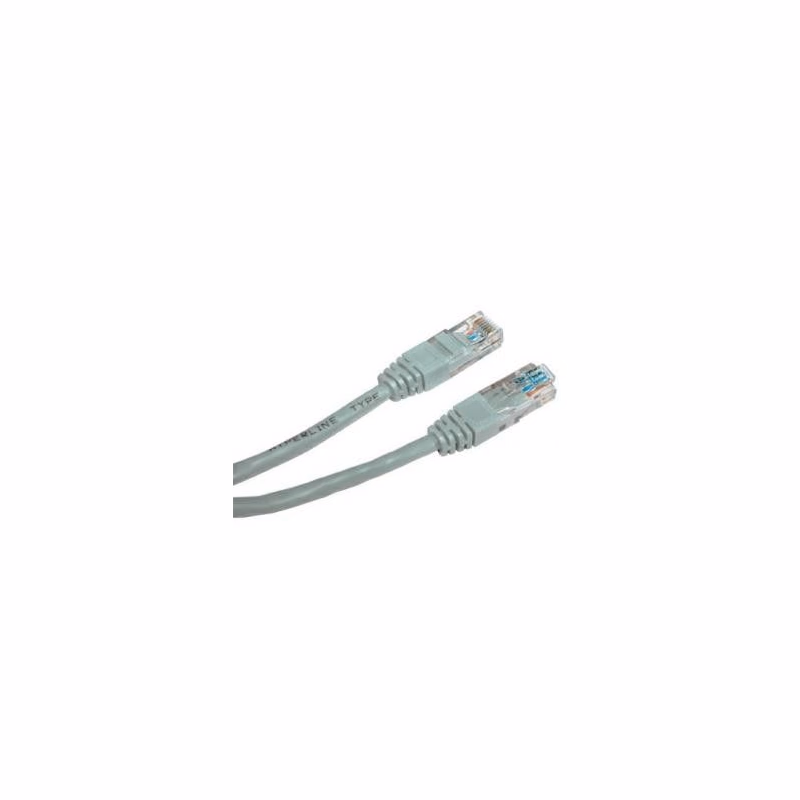 Síťový LAN kábel UTP patchcord, Cat.6, RJ45 samec - RJ45 samec, 2 m, netienený, šedý, economy, DOPRODEJ